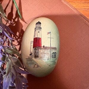 Montauk Point Light Hand-Painted Lighthouse Decorative rock  (2015)